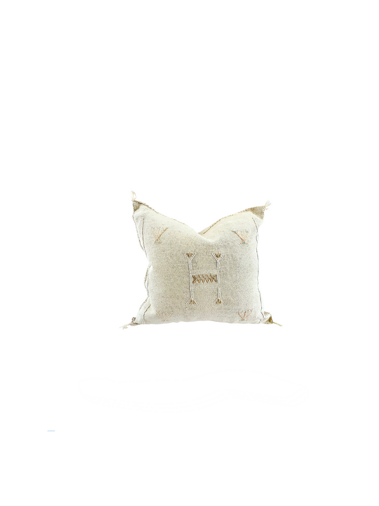 Cream square cactus silk cushion