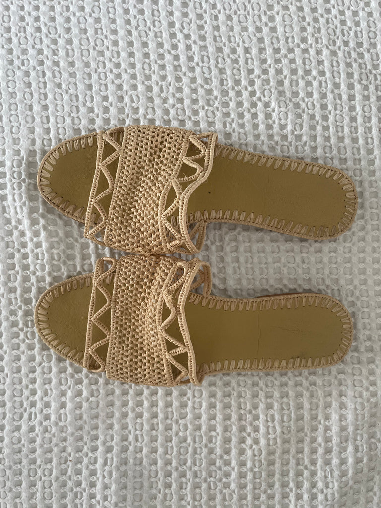 Neutral slides rattan slides beach slides summer shoes