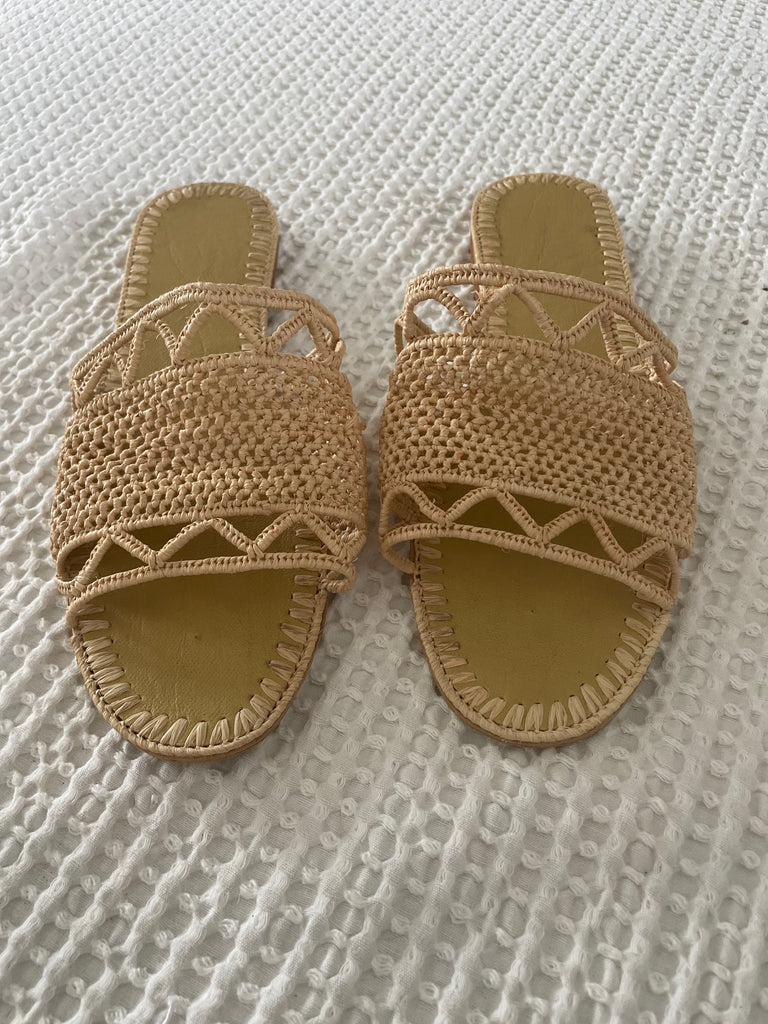 Seychelles Rafia Slides Handmade Raffia Slides - Natural – Moroccan Tribe