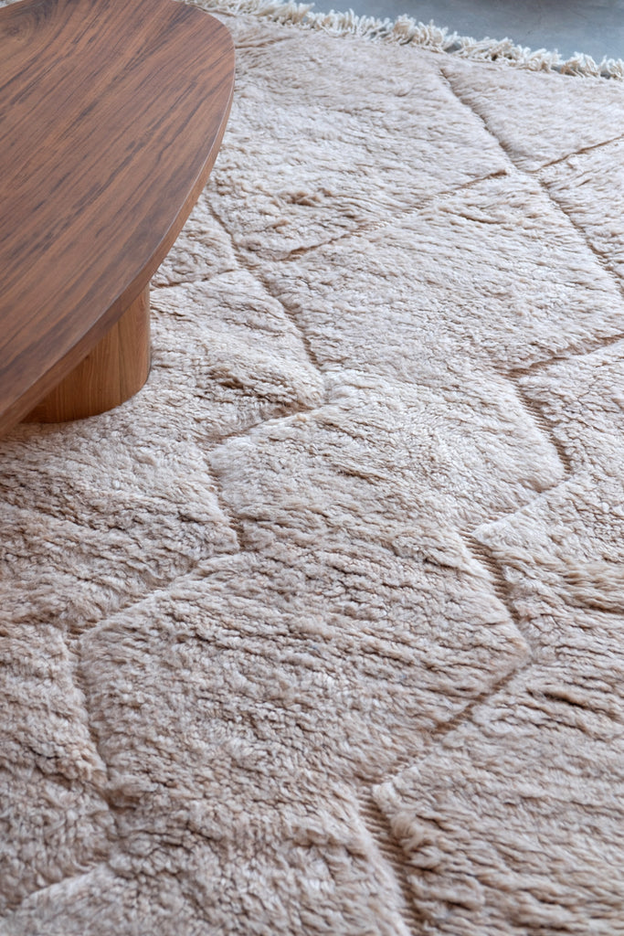Contemporary Moroccan rug  featuring traditional tribal patterns and neutral tones, a classic addition to your decor.