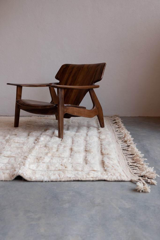 Contemporary  Moroccan rug featuring modern designs and neutral colors.