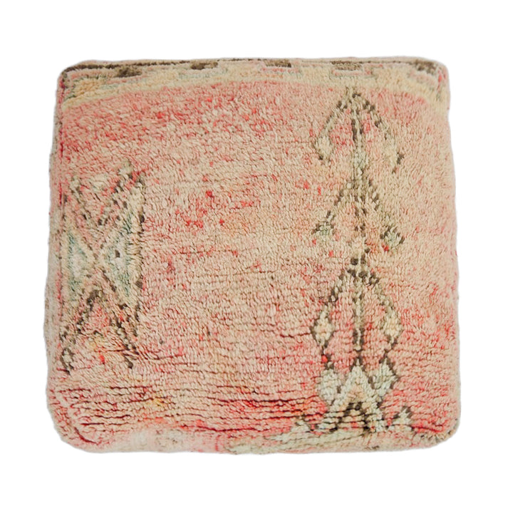Vintage Moroccan floor cushion in blush pink.